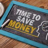 Blackboard drawing of human mind with the text Time to save Money
