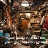A garage stuffed with beach gear, tools, suitcases, sports equipment and more, but no car.